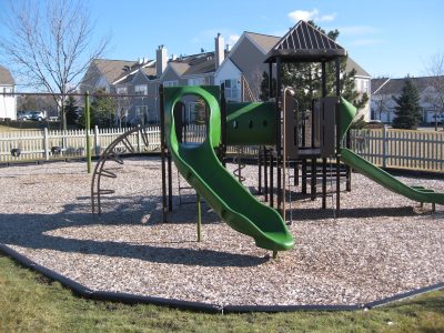 Playground with Engineered Wood Fiber Surfacing and TuffTimbers Borders