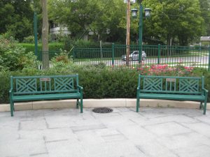 DuMor Benches at Washington Park in Downers Grove, IL