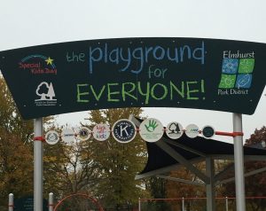 Welcome Sign at Butterfield Park Playground in Elmhurst, IL